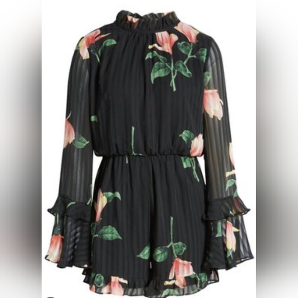 Lulu's Black Floral Romper NWT